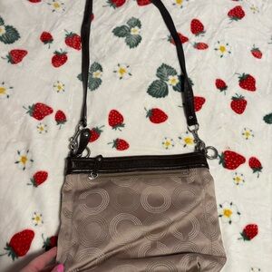 Coach Ashley Dotted Op-Art Crossbody Bag tan beige brown leather  H1280 F20088 C